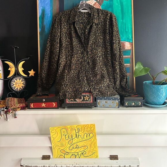 Y2K Leopard Print Blouse Small - Picture 1 of 14